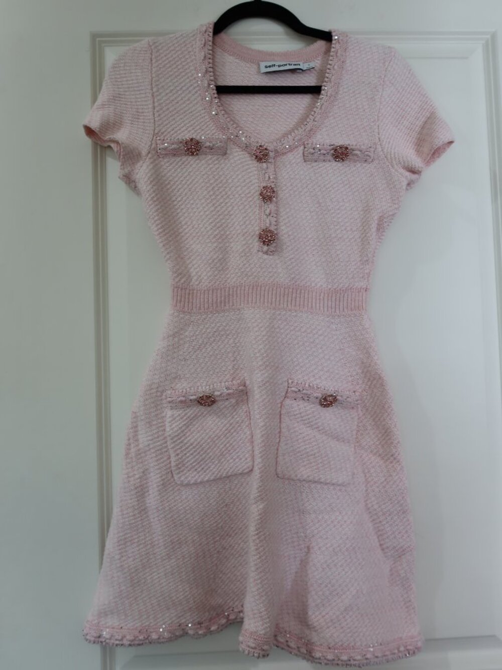 Self Portrait pink knit mini dress
